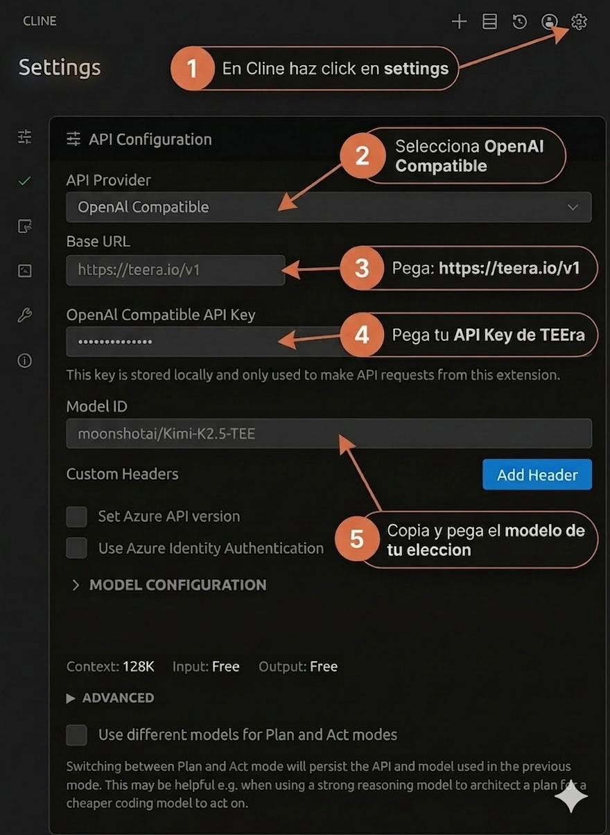 Guía de configuración Cline